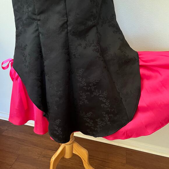 Vintage 90s / Y2K Whimsygoth Maxi Prom Dress Emo Goth Hot Pink Black // Size XS - Picture 3 of 5